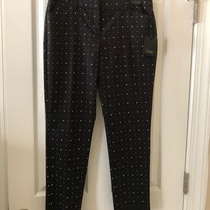 Dalia Modern Fit Black Polka Dot Fitted Pant Size 6